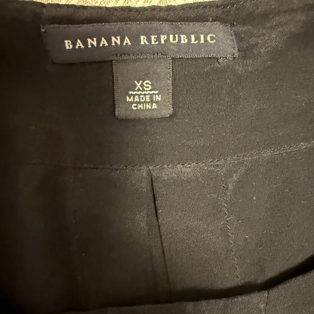 Banana Republic Black Silk Tunic Sheet Back Balloon Sleeves XS - Image 8