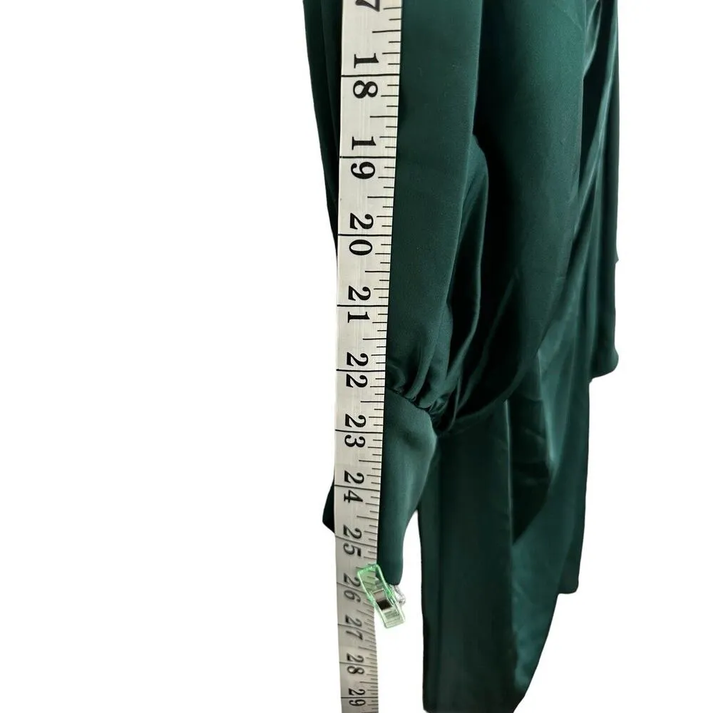 Mac Duggal SATIN ONE SLEEVED COCKTAIL DRESS NWOT SIZE 4 Emerald Green - Image 10