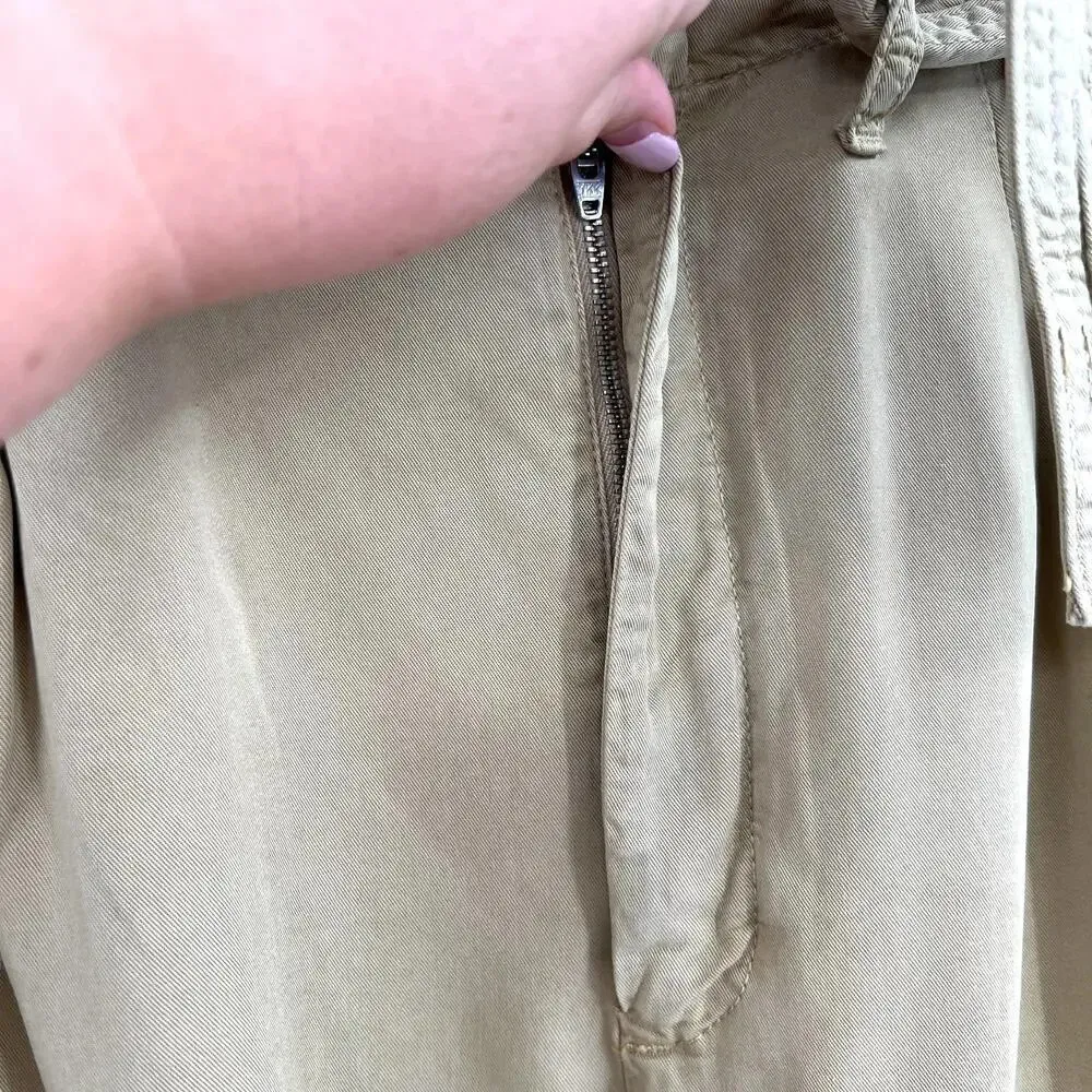 Anthropologie Blythe Wide-Leg Paperbag Pants Trouser Belted Khaki Tan Size US 14 - Image 5