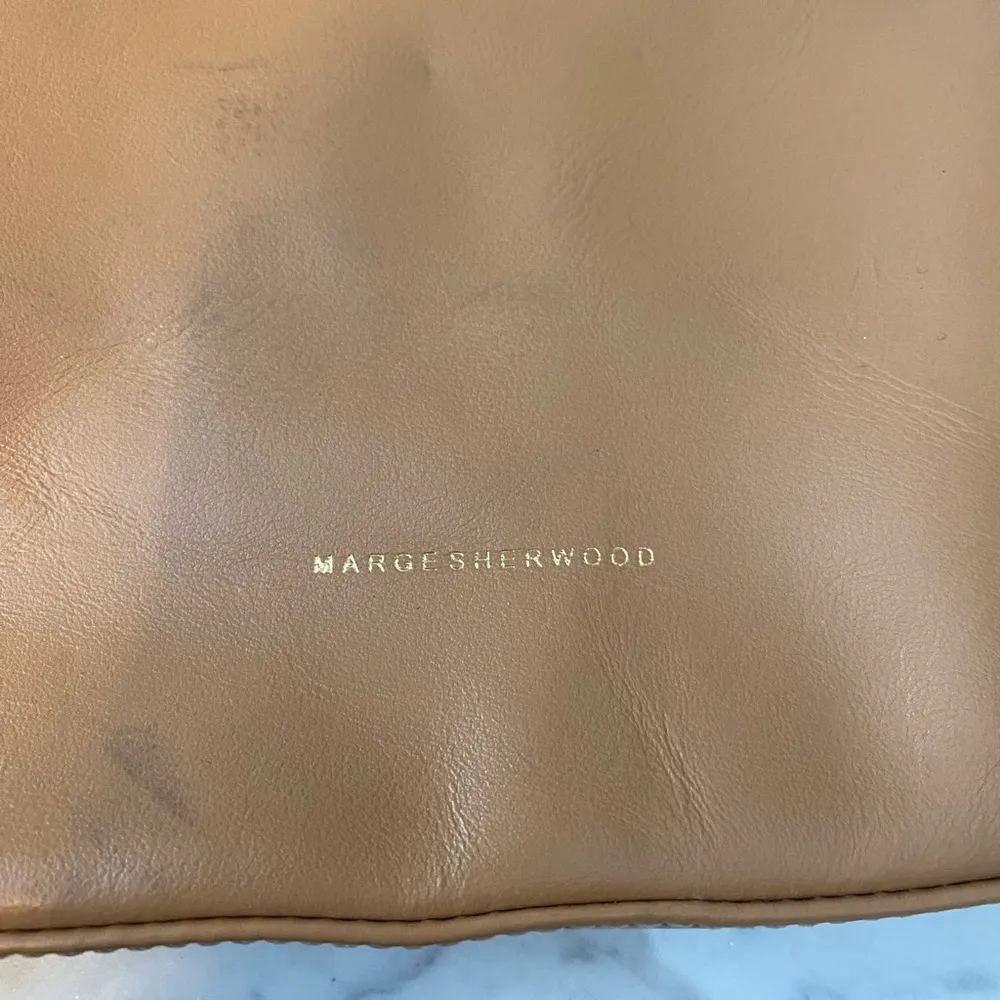 Marge Sherwood Breeze Leather Top Handle Bag VGUC Tan - Image 4