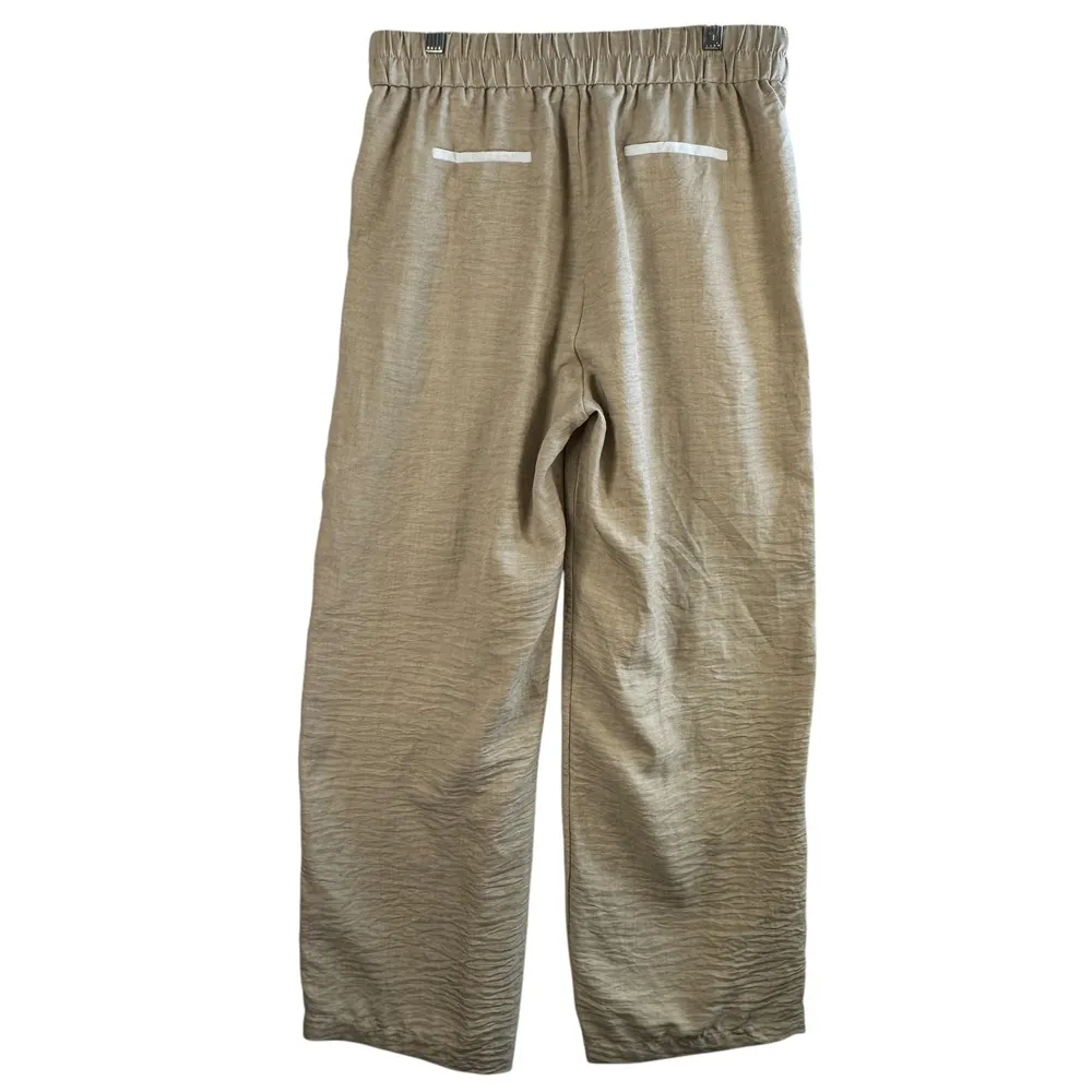 Tulléa Wide Leg Pleated Pants High Waist Career Casual XL Old Money Lightweight Tan - Image 2