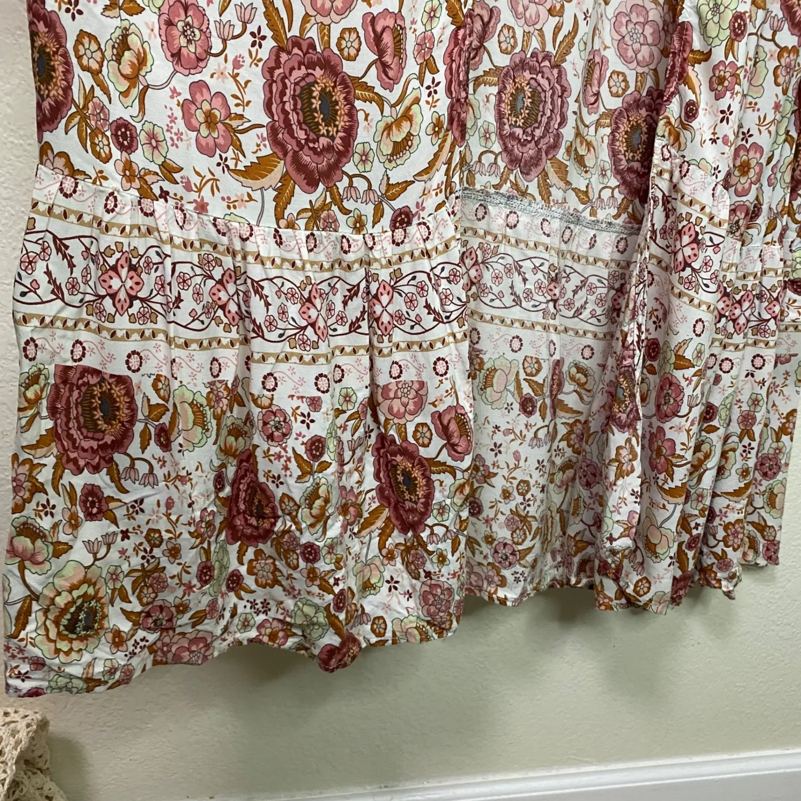 R Vivimos Boho Floral Maxi Wrap Dress V Neck Short Sleeve Size 2XL White - Image 5