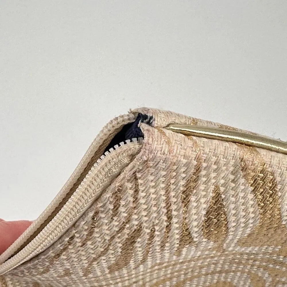 Stephanie Johnson‎ Palm Desert Metallic Gold Cosmetic Makeup Bag zebra stripes Gold - Image 7