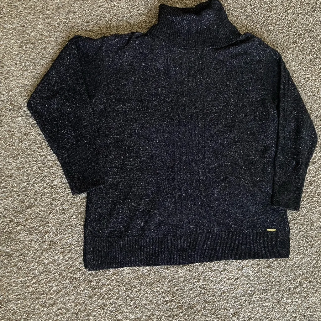 Anne Klein Black Metallic Turtleneck Sweater XL NWT - Image 2