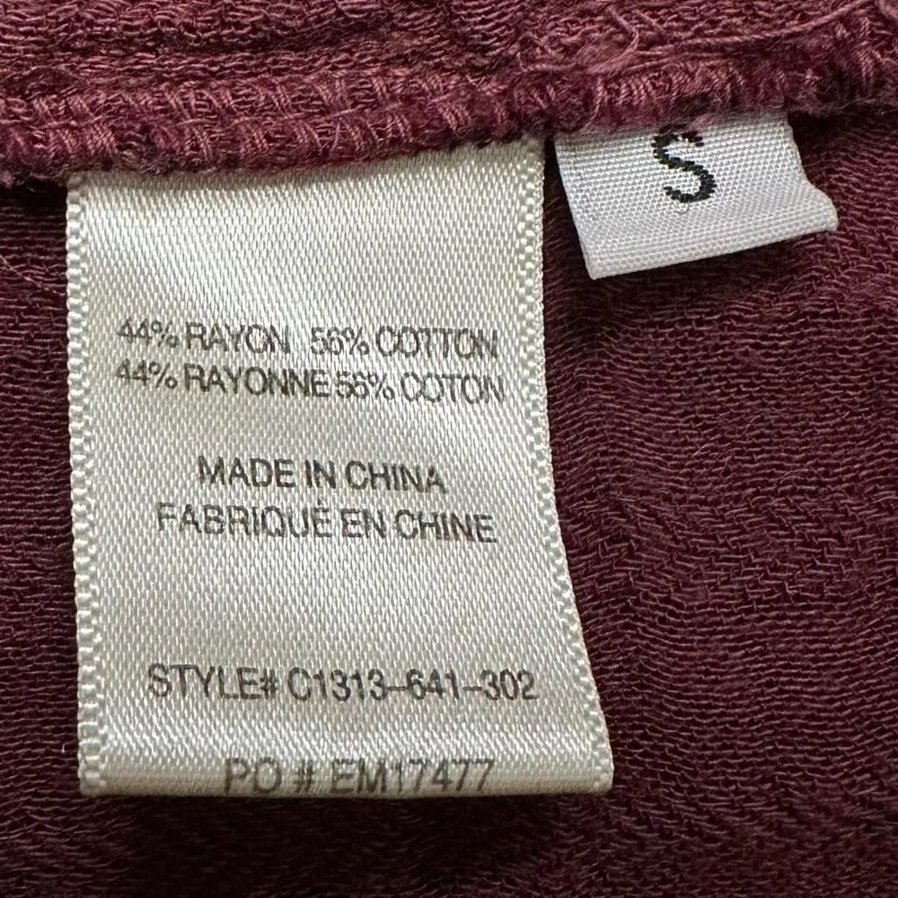 Anthropologie Cloth & Stone Gauze Plaid Lace Back Blouse Top, Sz Small - Image 11