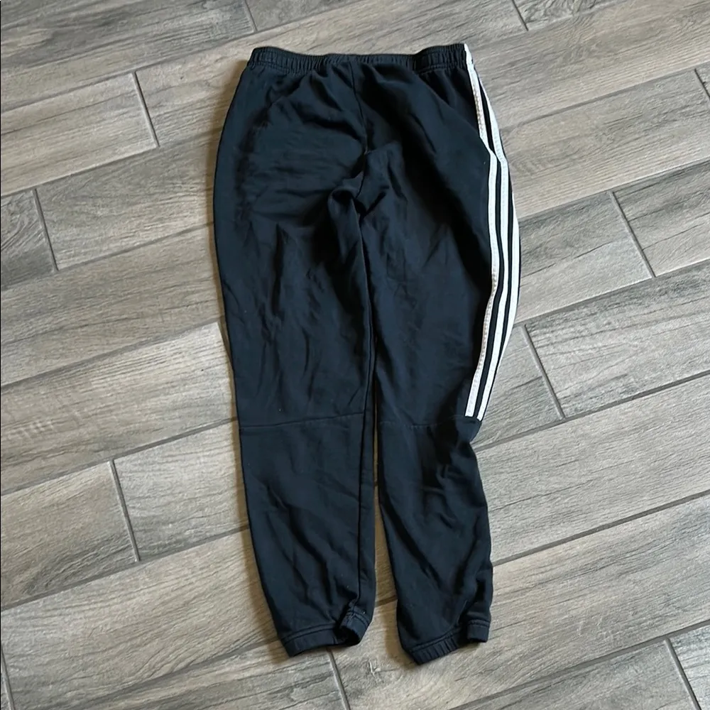 Adidas Black and White Sweatpants with Elastic Cuffs - Image 5