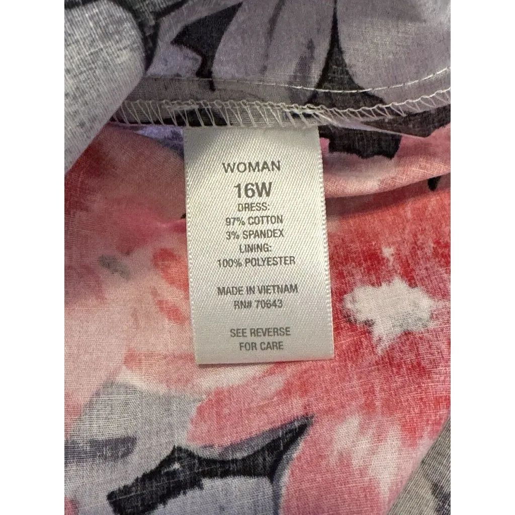 Dressbarn Floral Colorful Women's Dress Size 16W‎ Cotton Blend Zip Summer Casual - Image 11