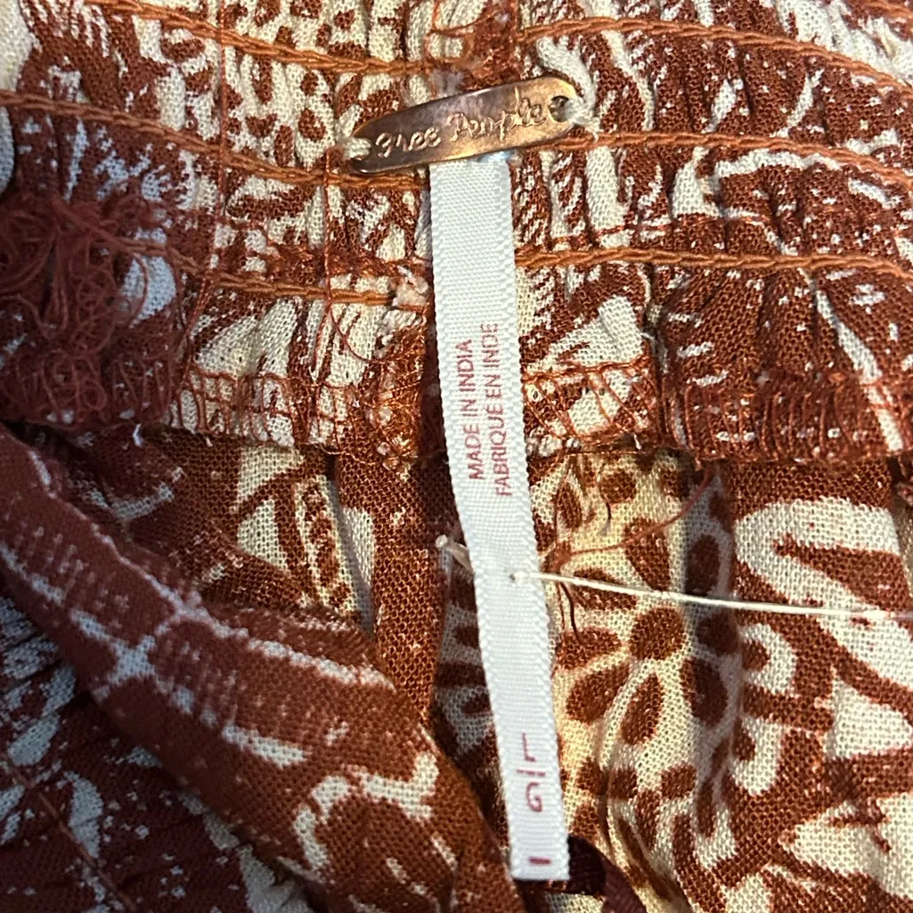 NWT Free People Floral Bohemian Midi/ Maxi Skirt Size Large Rust Orange Cream - Image 3