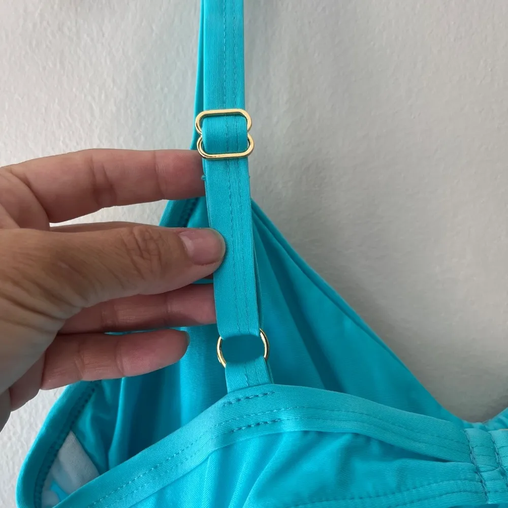 Athena Sz 12 One Piece Turquoise Tummy Control Swimsuit Shoulder Strap Luxury - Image 7