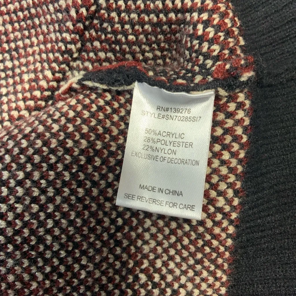 Les Serein Cardigan sweater Chunky Knit Black Floral Pockets NWT Size Med. - Image 8