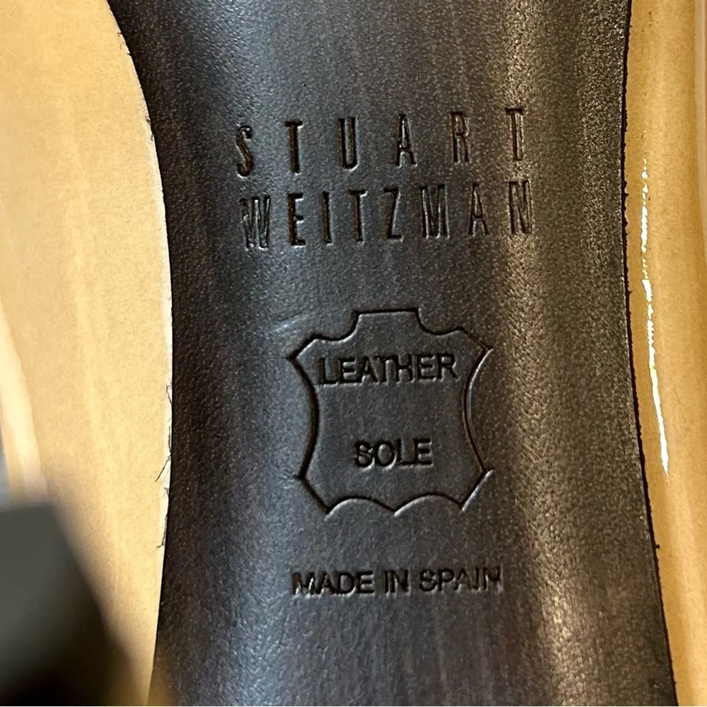 Stuart Weitzman Nouveau Adobe Aniline Nude Patent Leather Heels Size 6.5 - Image 12