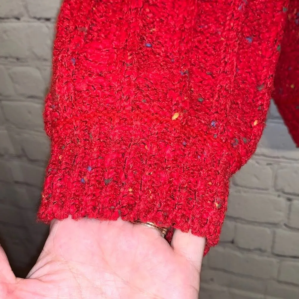 Vintage Duet Red Confetti Dolman Style Wool Blend Sweater Size L - Image 3