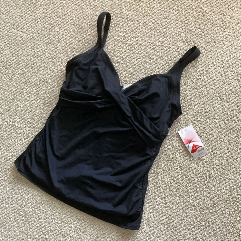 NEW Lands’ End Black Women’s Swimsuit Top Tankini Front Twist Padded Size 10 NWT - Image 2