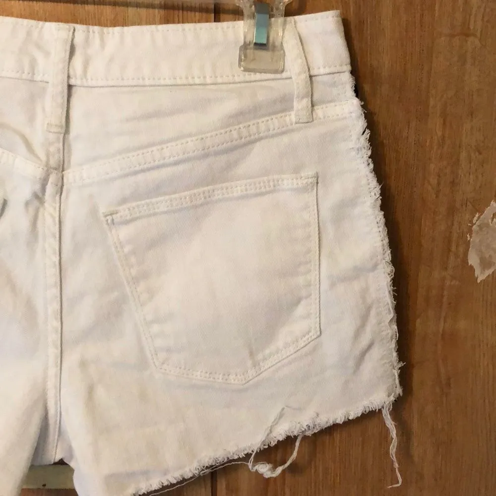 Universal Thread High Rise Shortie White Denim Distressed Shorts 4 - Image 10