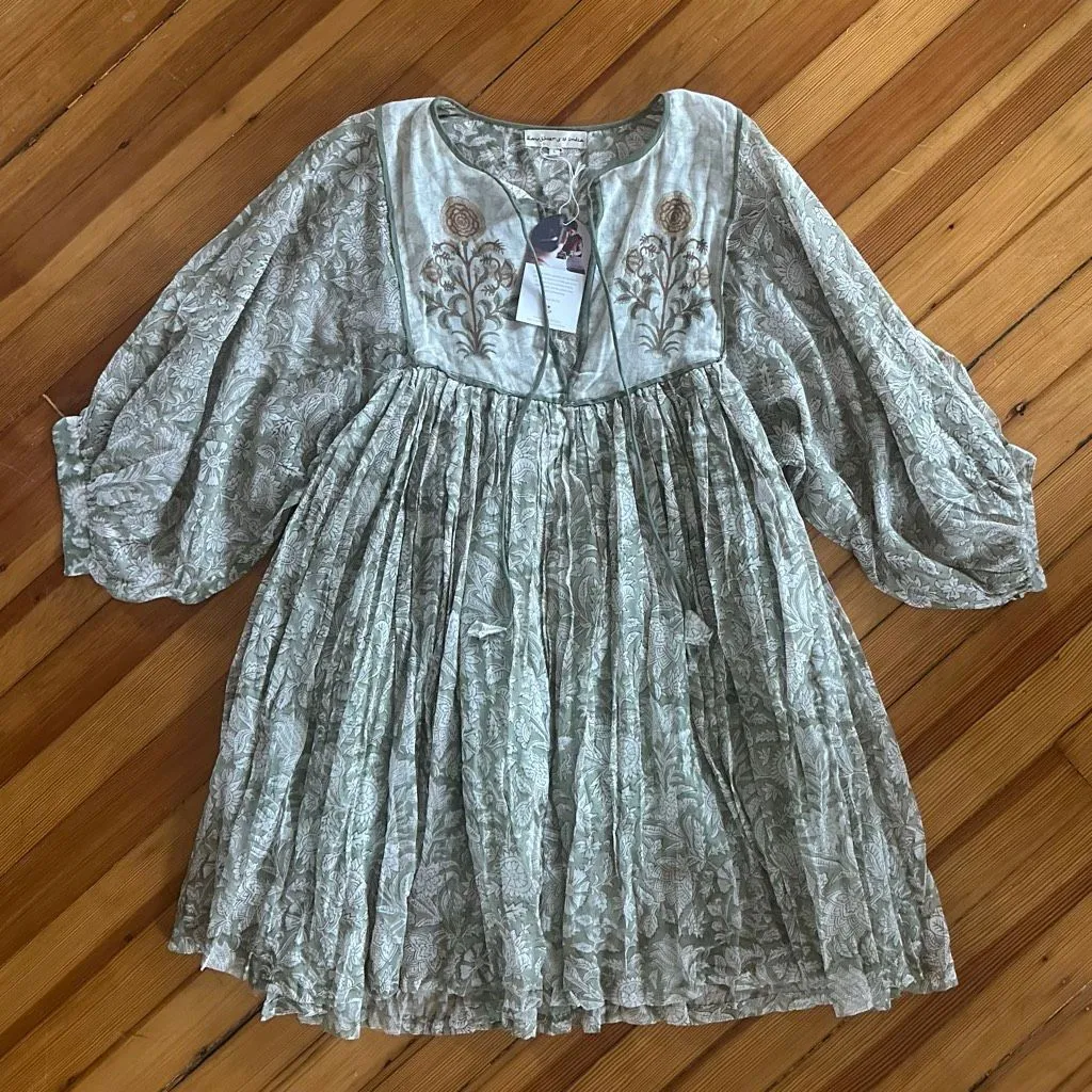 Daughters of India NWT Diya Mini Dress in Pistachio Size L Green Size L - Image 3