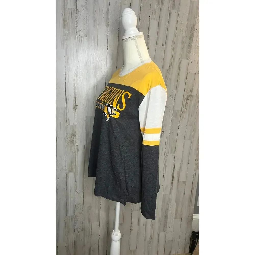 NWT Pittsburgh Penguins Women's Black‎ Long Sleeve Graphic Hockey Shirt Medium Gray - Image 4