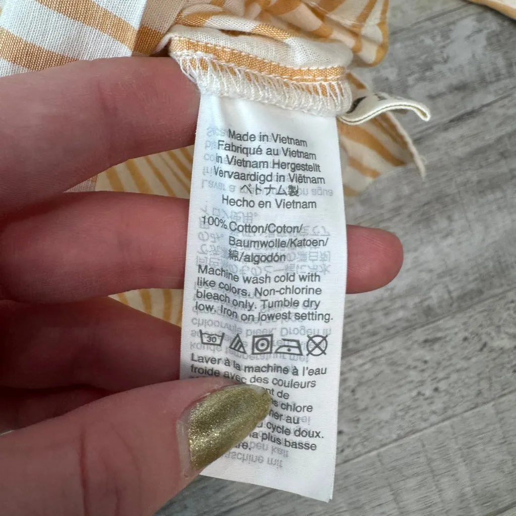 Madewell 100% cotton white yellow stripe boxy button down long sleeve medium B4 - Image 3