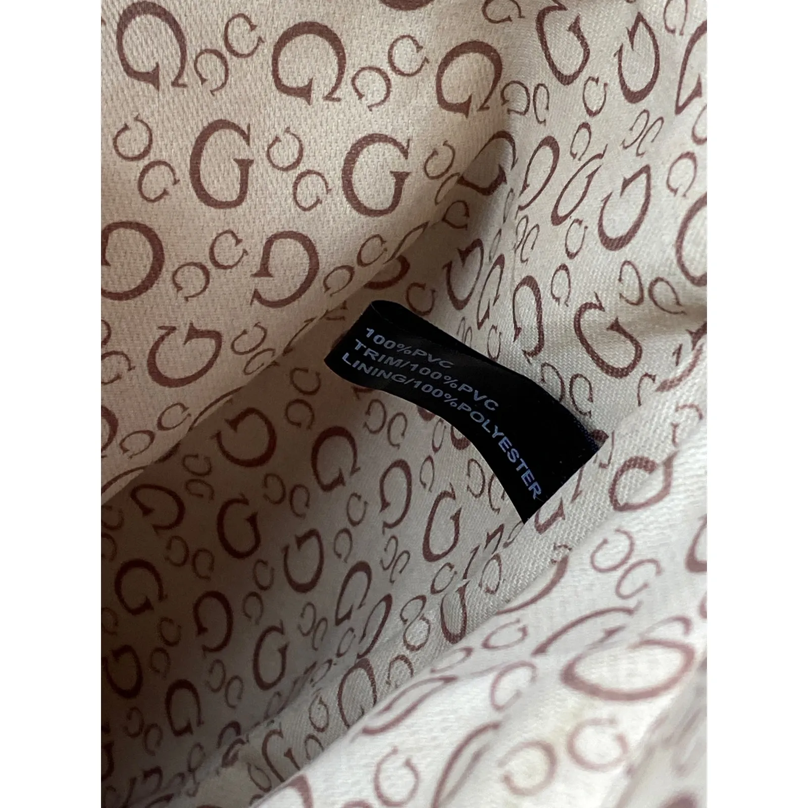 Guess Culkin Women's Beige Logo Monochrome Leather Shoulder Tote Bag Handbag OS - Image 6