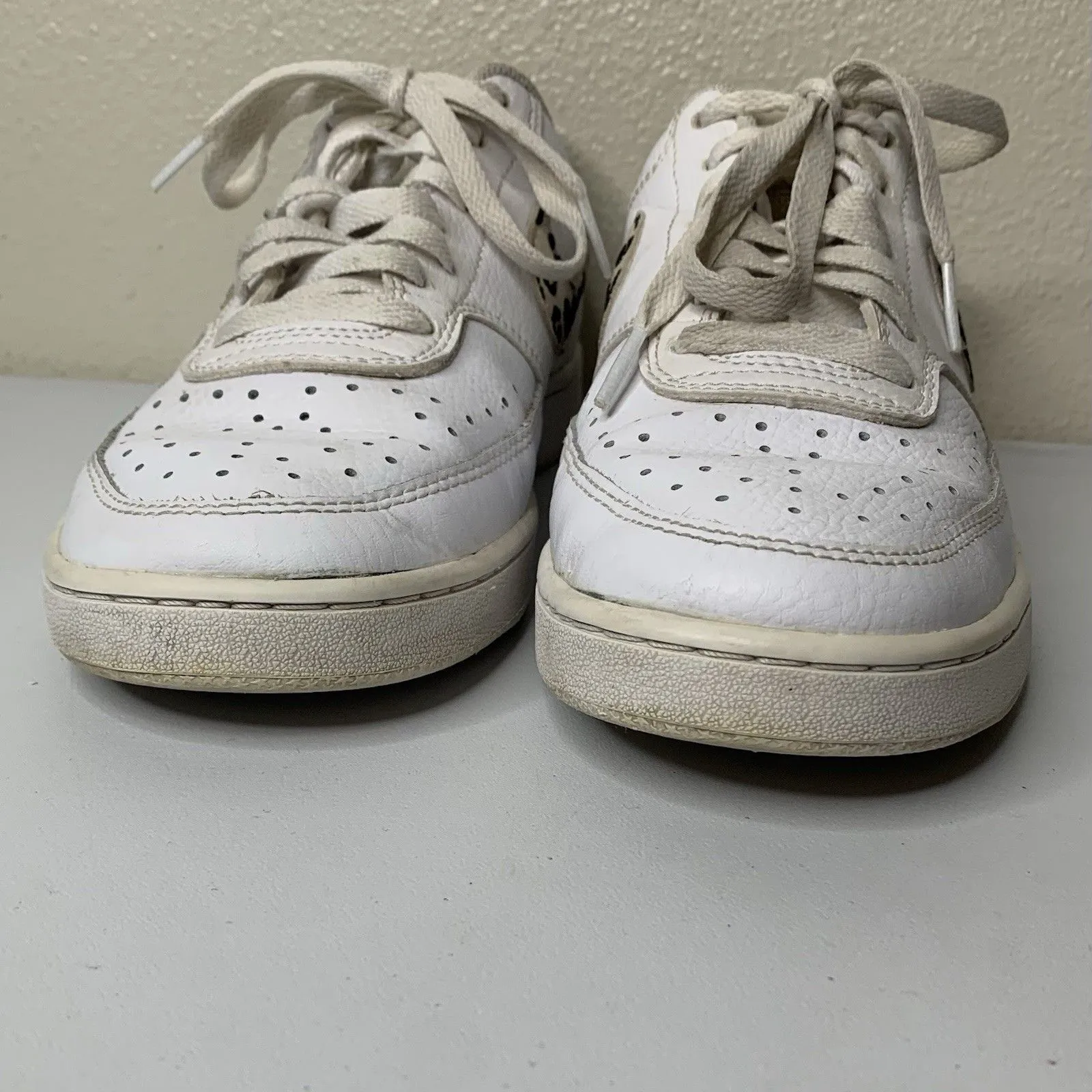 Nike Court Vision Low Womens Sz 9 White Desert Leopard Swoosh Shoes Sneakers - Image 3