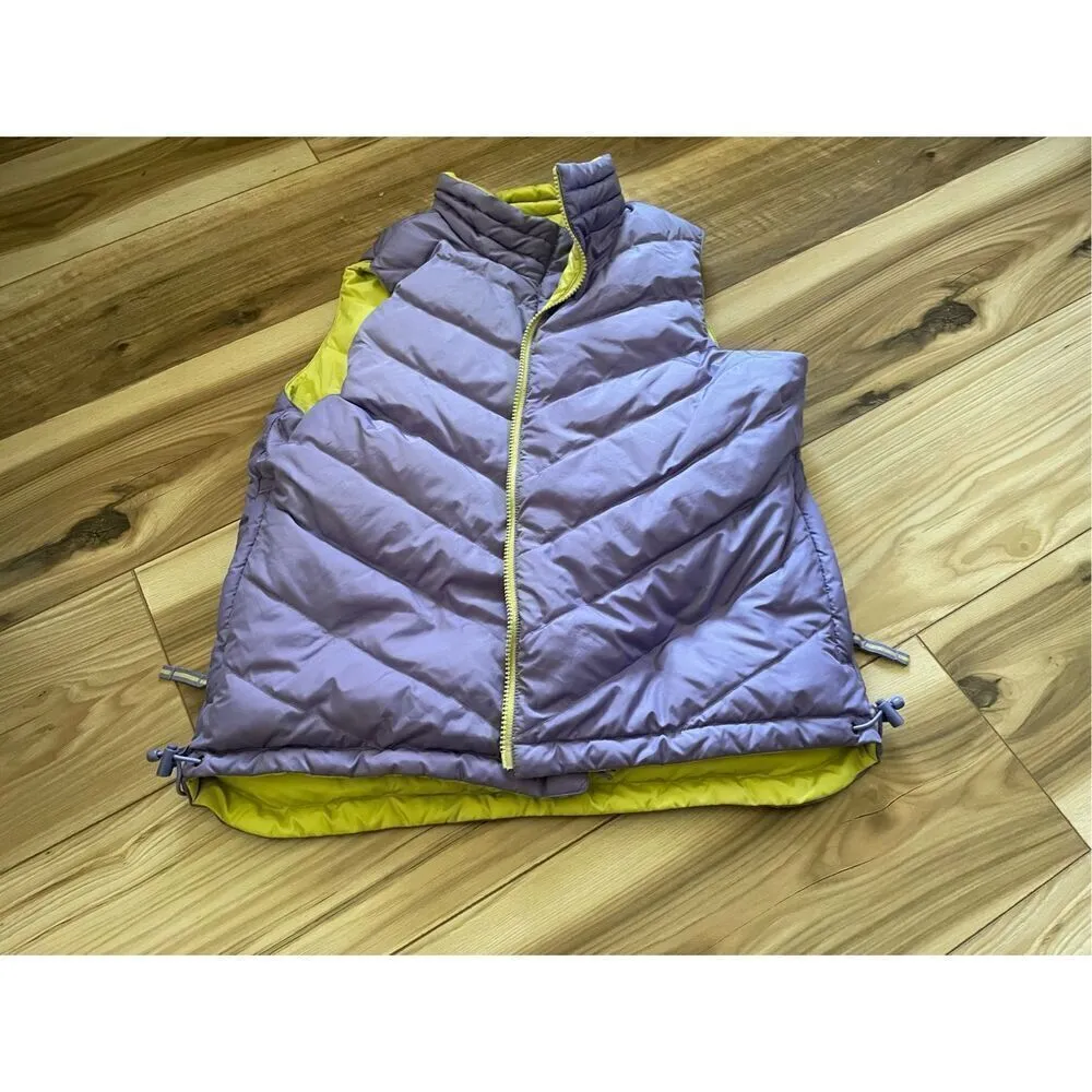 COLDWATER CREEK Womens Reversible Goose Down Vest size medium Yellow and Purple - Image 2