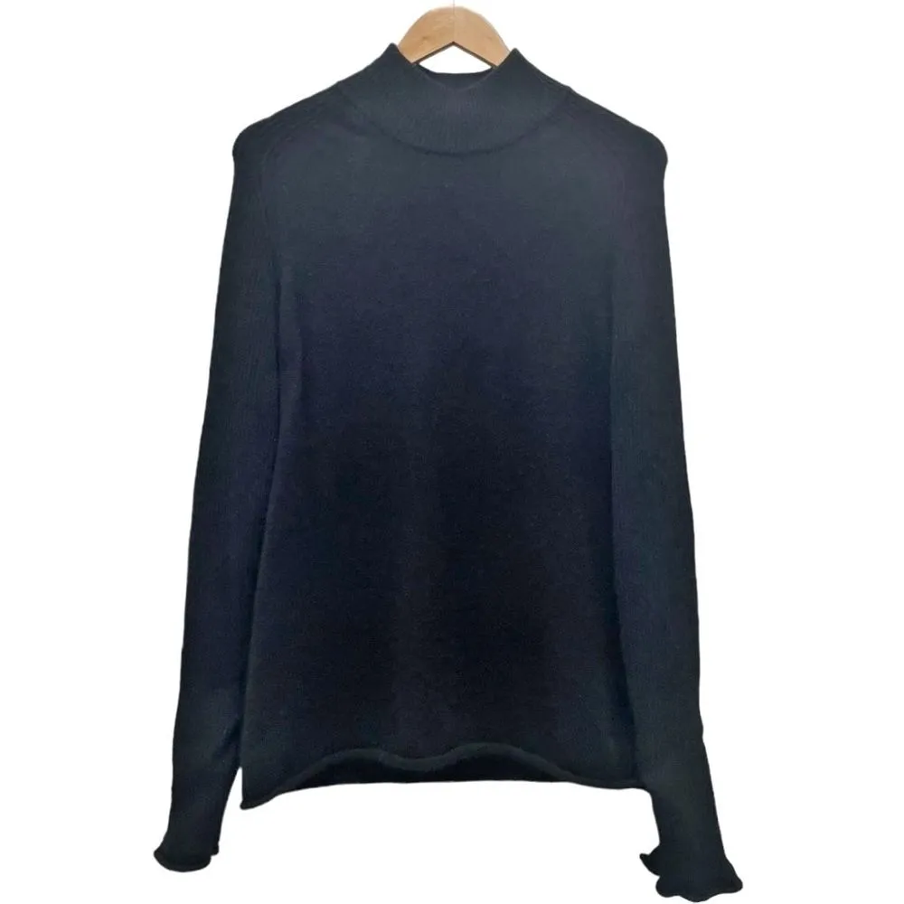 Magaschoni 100% Cashmere Sweater Black Mockneck Soft Pullover Women’s Size Large - Image 2