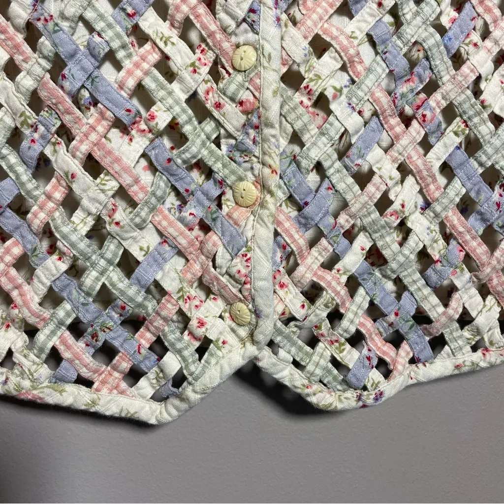 Willow Ridge Vest Basketweave Cutout Floral Cottage Core Vest Vintage Size XL - Image 6
