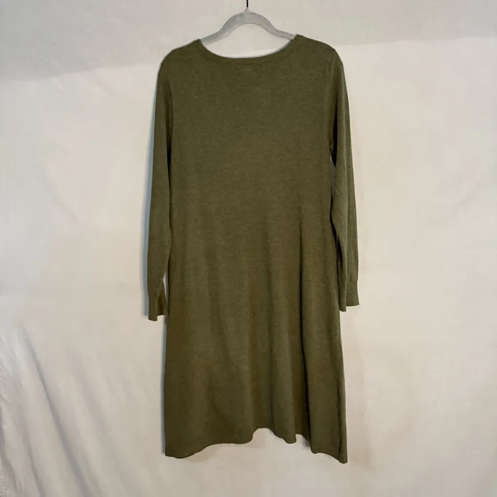 Sundance Film Noir Silk Blend Olive Green‎ Lagenlook Sweater Dress Large Casual Green - Image 5