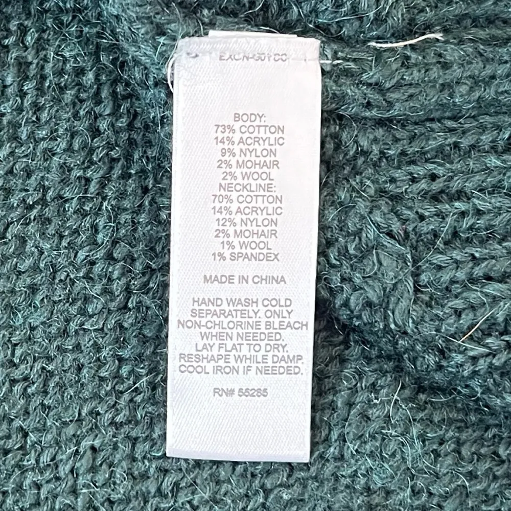 NWT Express Lace Up Deep V Neck Hi Low Green Knit Sweater Pullover Medium - Image 6