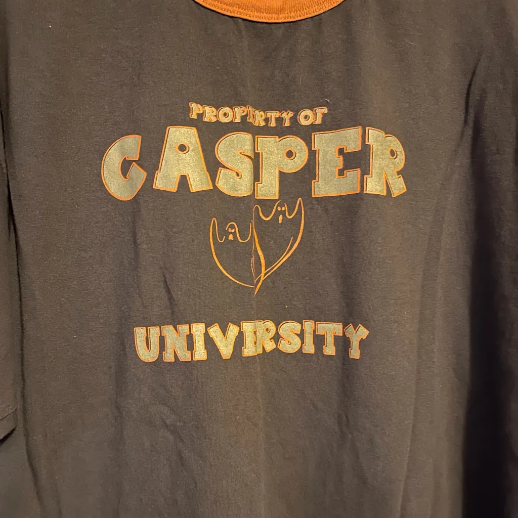 Casper University Brown and Orange Unisex Halloween Tee Size XL - Image 2