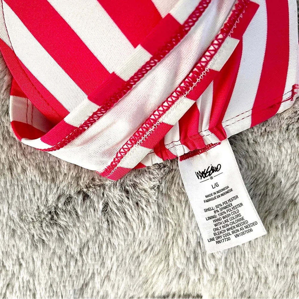 MOSSIMO Halter Bikini Top Hot Pink Stripes Padded removable U-Hook back, Sz Lg - Image 5