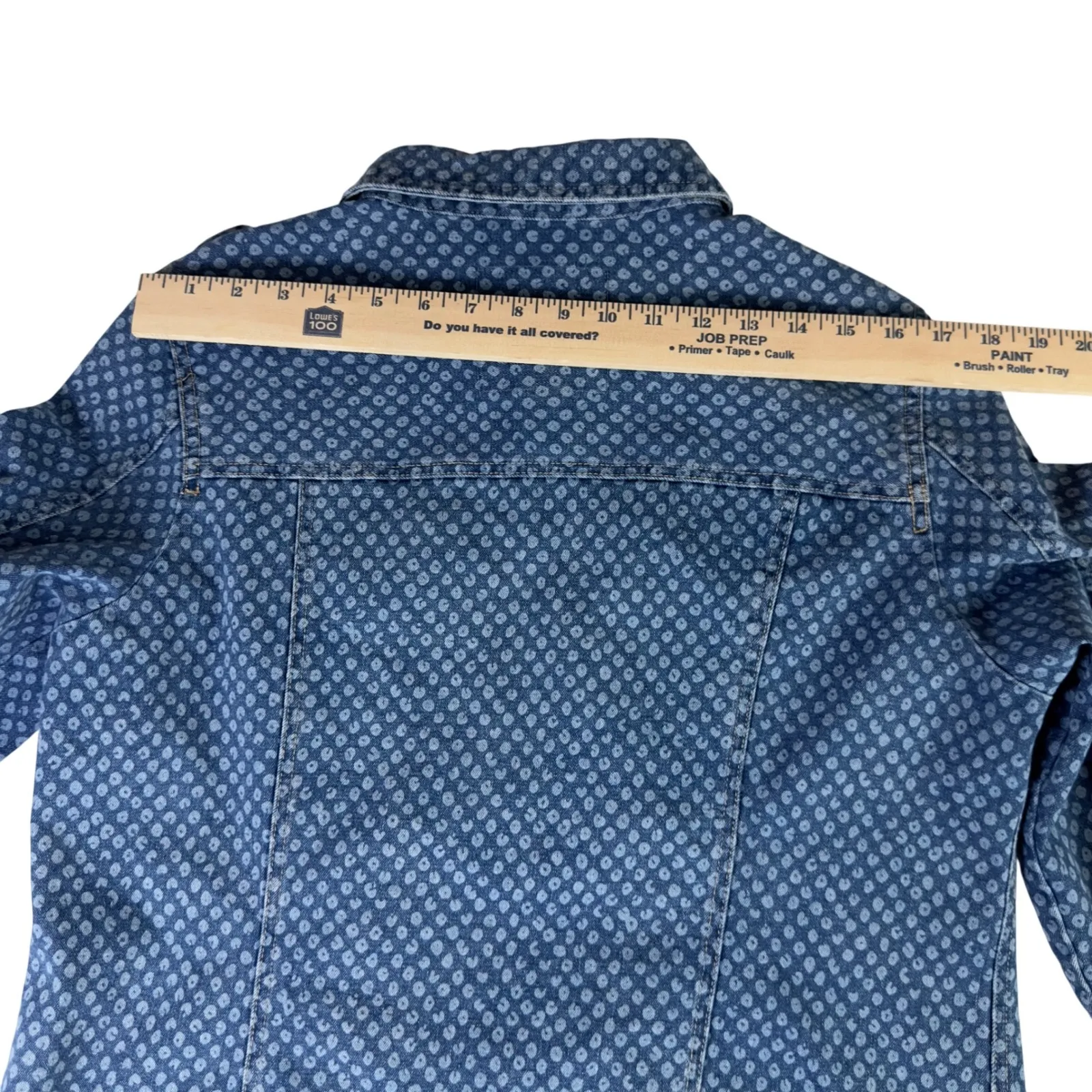Route 66  Denim Jacket Blue Dot Print Button Front Collared Women XL - Image 10