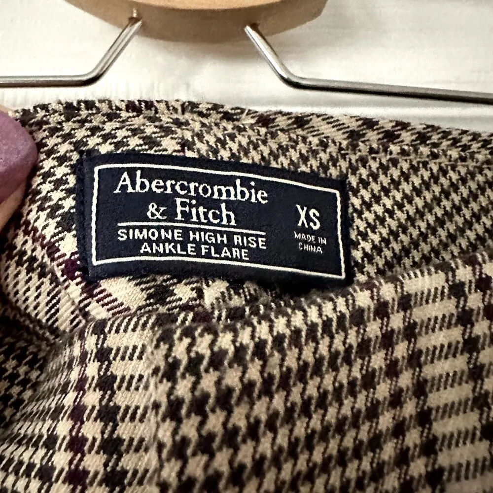 Abercrombie & Fitch Plaid Simone High Rise Ankle Flare Pants Sz XS - Image 3