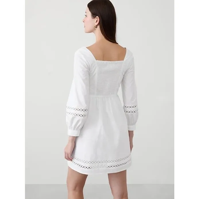 Banana Republic White Eyelet Cotton Mini Dress NWT M - Image 3