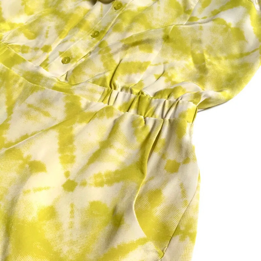 Vtg Y2K Urban Outfitters Yellow is Gold Silk Tie Dye Romper Playsuit Dress M - Image 5