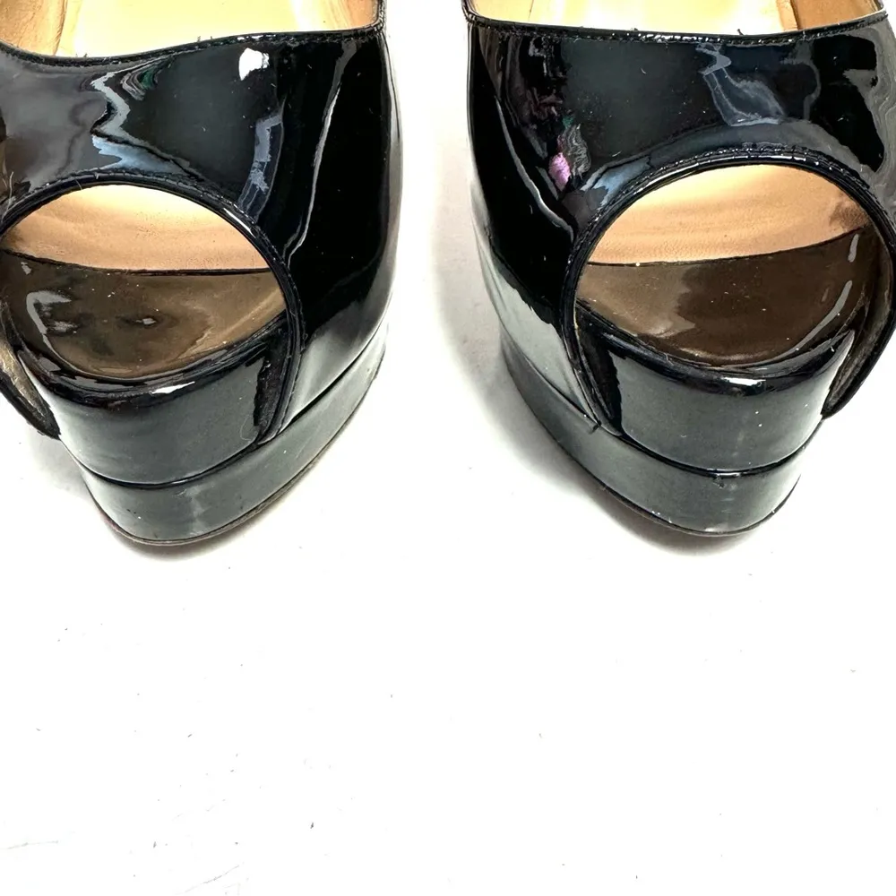 Christian Louboutin Black Patent Leather Platform Heels Size Eur 37.5/ US 7.5 - Image 2
