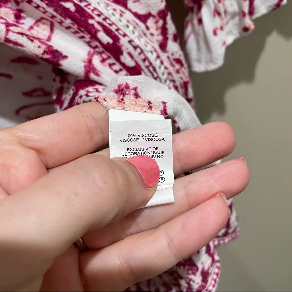 Lucky Brand Floral Boho Peasant Top White Red Pink Women’s Size Small - Image 8