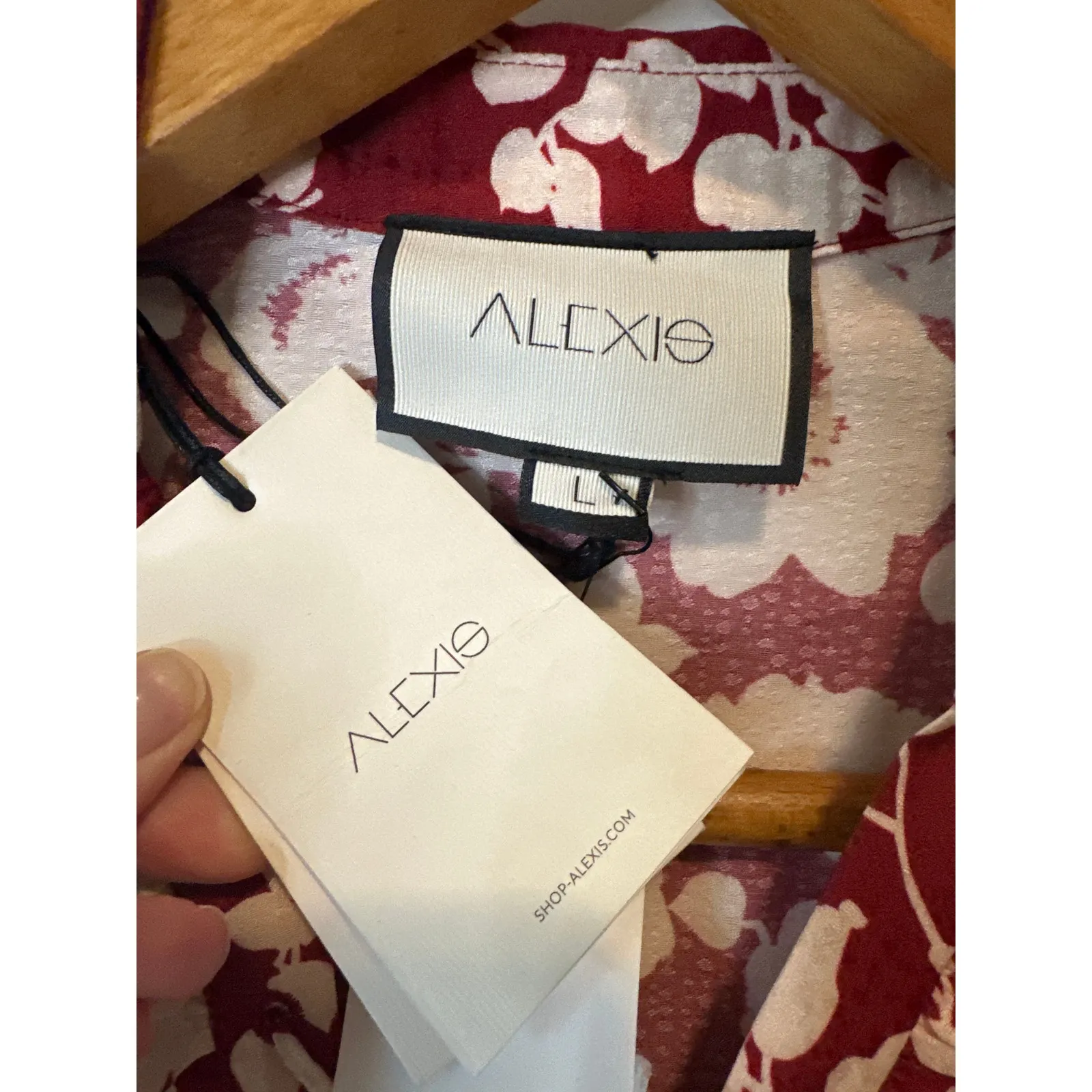 Alexis NWT Jillian Maroon Poppy Floral Print Tie Waist Mini Dress L - Image 6