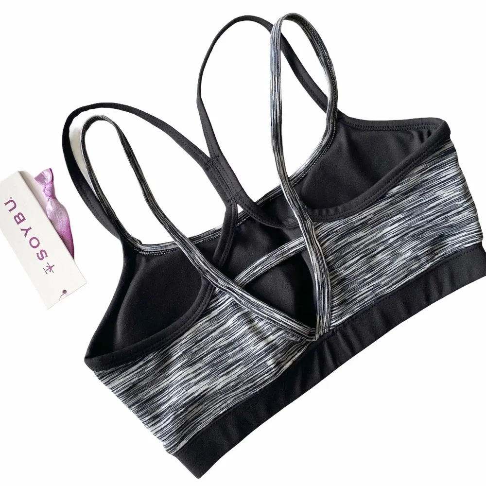 new Soybu ᯾ Levity Strappy Yoga Sports Bra ᯾ Cross Back Straps ᯾ Black Space Dye - Image 7