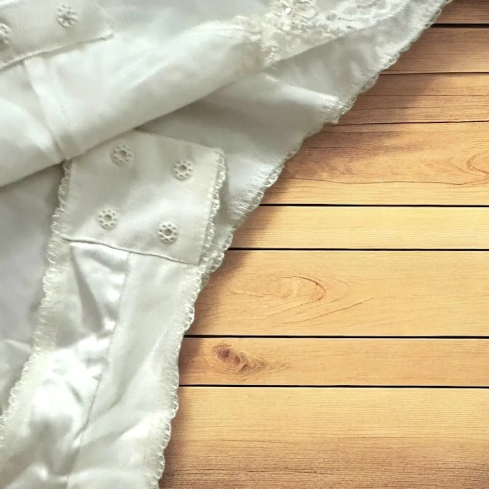 Vintage Victorias Secret White Teddy Silk Bodysuit Lace Sequins Bridal - Image 6