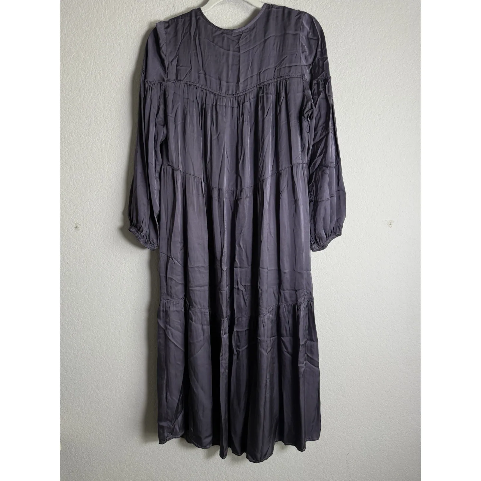 Nation LTD Purple Wavery Tiered Peasant Dress Big Sur Womens Size Large Bohemian - Image 12