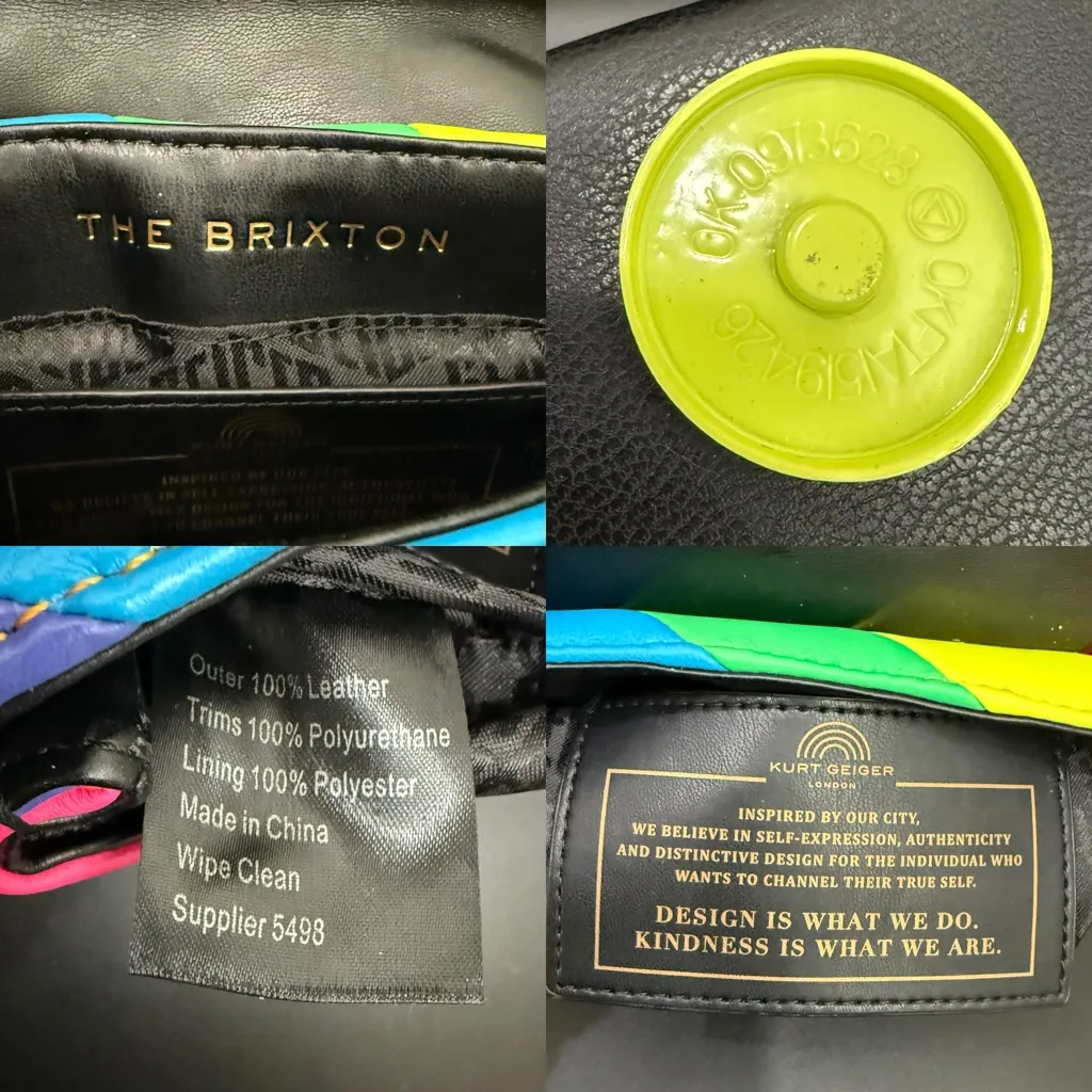 KURT GEIGER Brixton Neon Rainbow Quilt Leather Chain Shoulder Crossbody NO LOCK! - Image 13