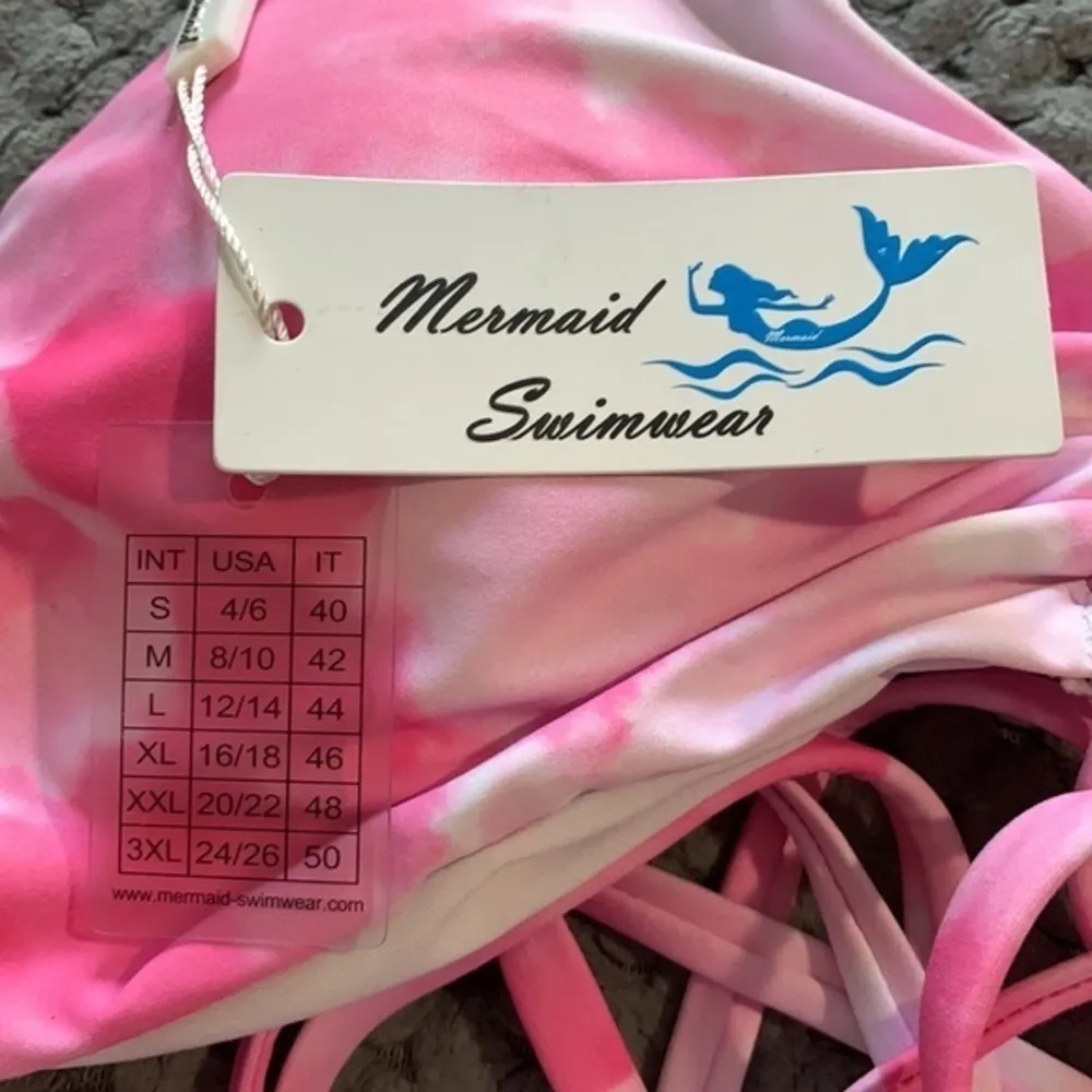 MERMAID SWIMWEAR PINK & WHITE BIKINI SIZE LARGE NWT #VEG - Image 2