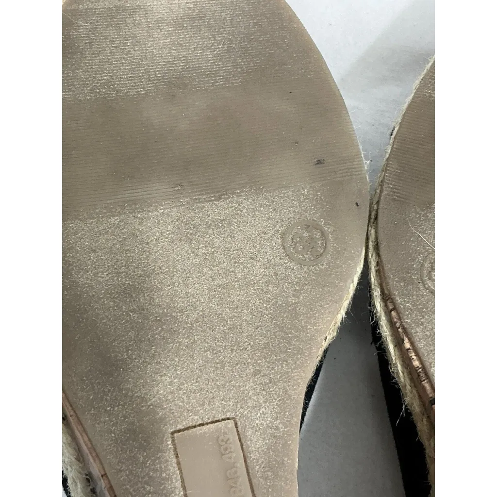 Womans Seychelles Willshire Wedge Black Fabric Peep Toe Cork Heel Sandal 8.5 M - Image 9