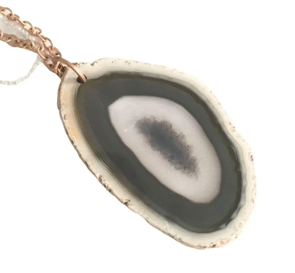 new Robert Rose ✲ Polished Agate Slab Statement Necklace ✲ Rose Gold Link Chain - Image 7