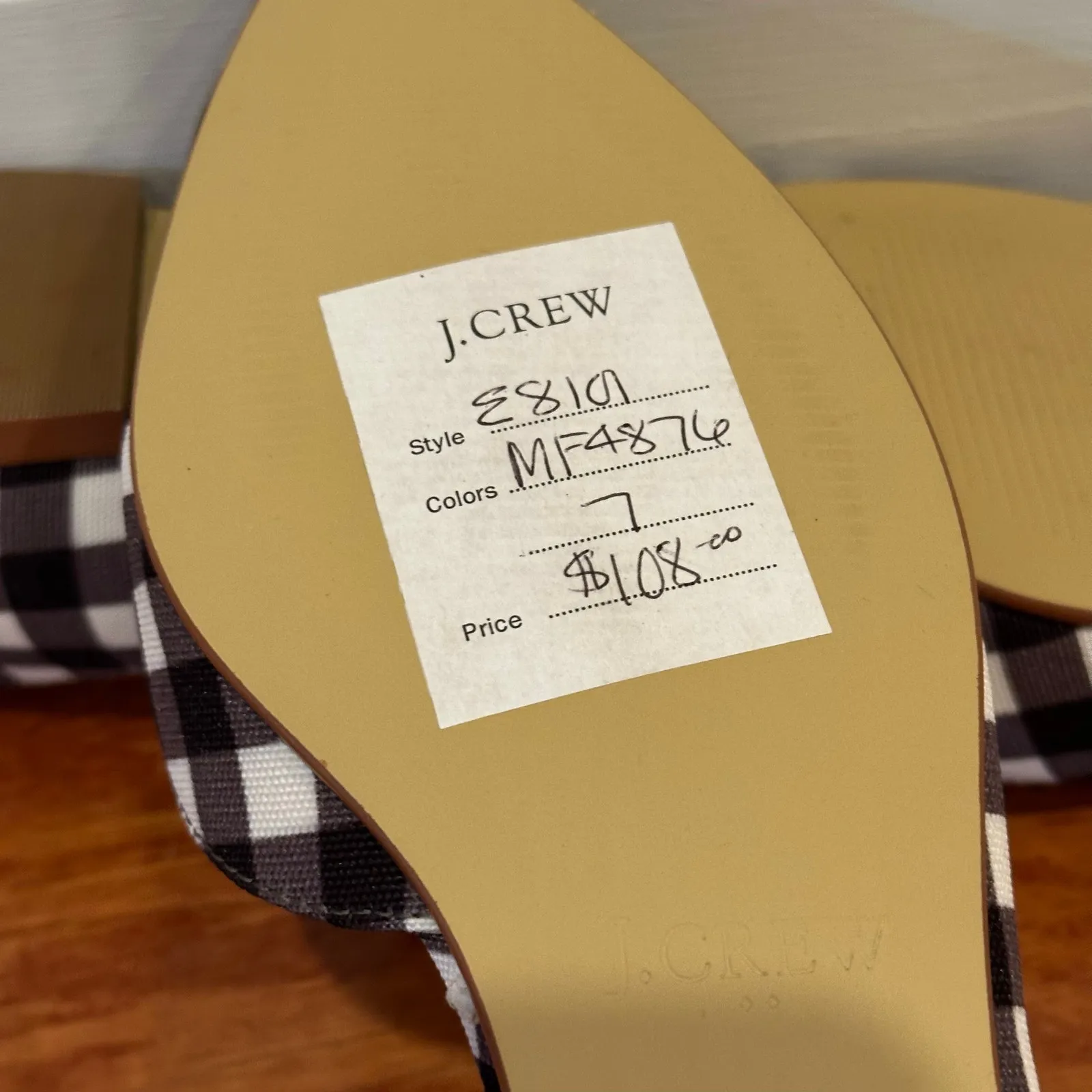 New J. Crew Black Gingham Print D'Orsay Flats sz 7 - Image 6