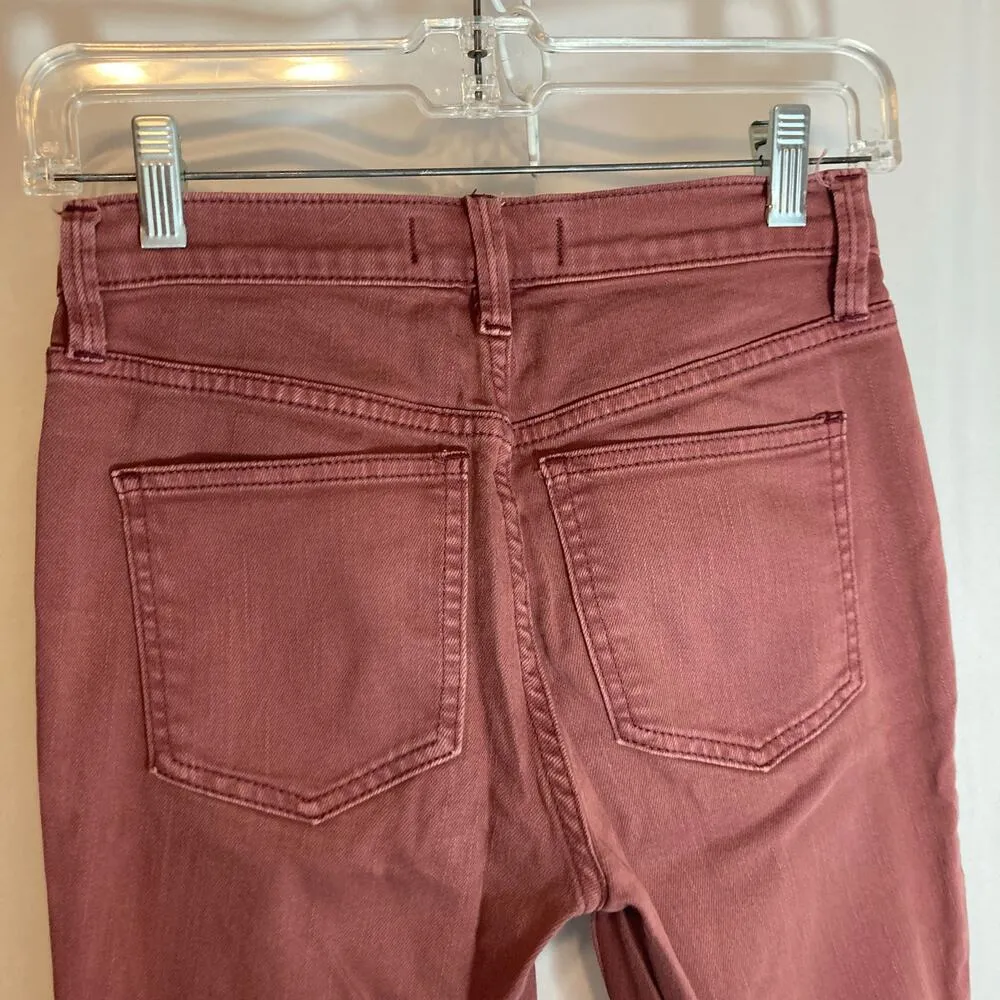 Free People Burgundy Maroon Mid Rise Skinny Denim Jeans Pants - Image 7