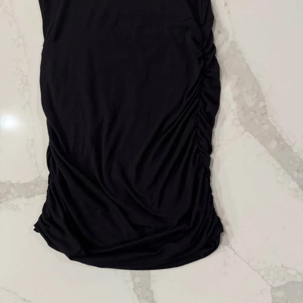 Athleta Topanga V-Neck Midi T-Shirt Dress Women's Size Small Black Ruched Sides - Image 2