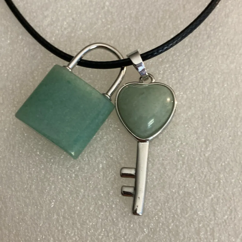 Green Adventurine Lock and Key Charm Necklace. NWOTT Cord is 17 1/2” Long with … - Image 2