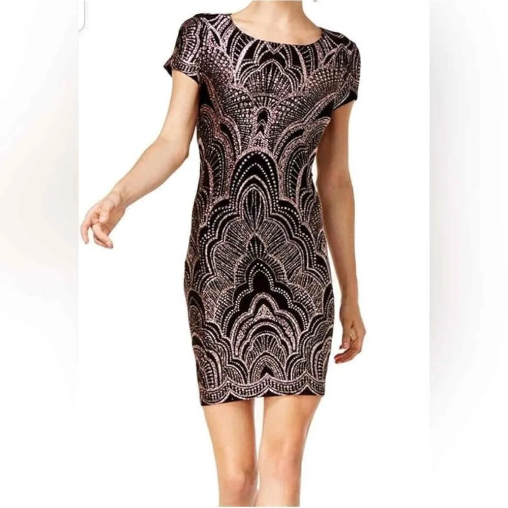 NEW Jump Apparel Sparkle Dress Medium Black Rose Gold Glitter New Year’s Eve - Image 2