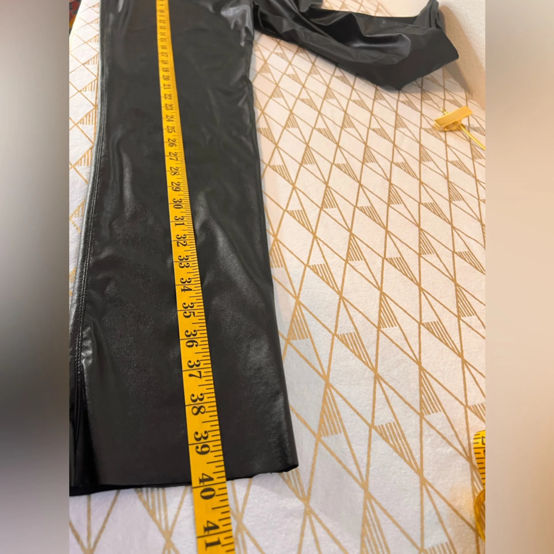 Pier Antonio Gaspari NWOT Faux Leather Pants Size 42 Black - Image 11